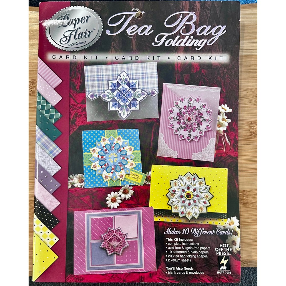 Hot Off The Press Paper Flair Tea Bag Folding Card Kit HOTP 7008 Scrapbooking
